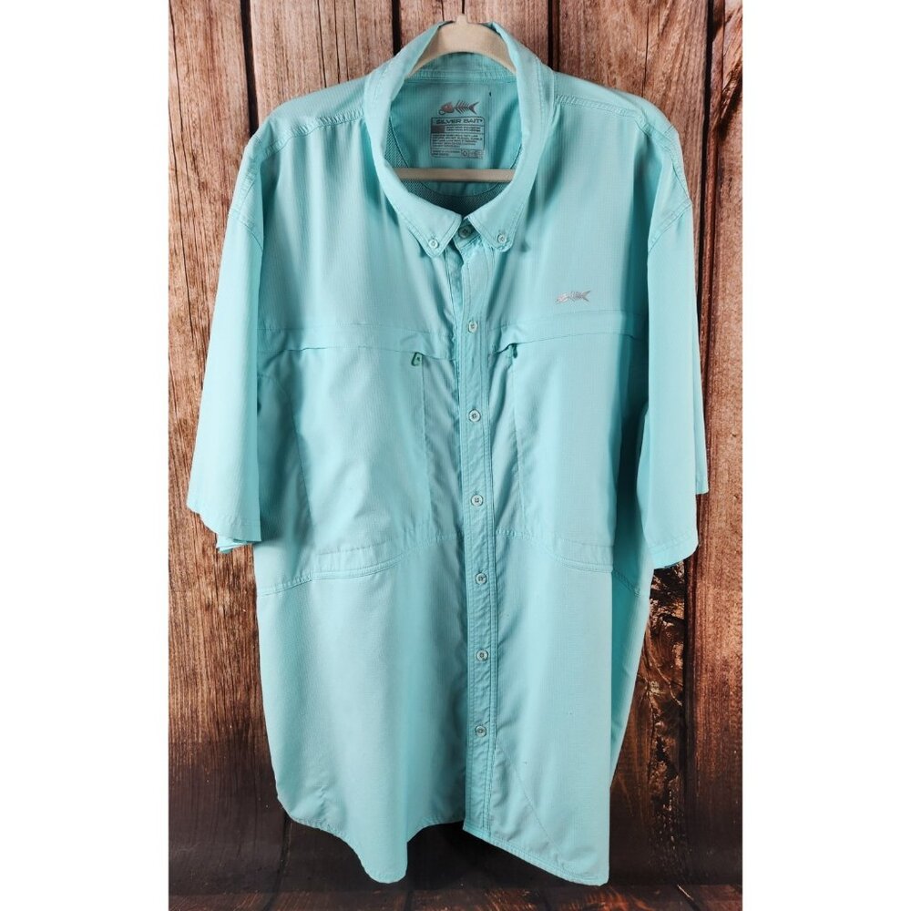 Silver Bait 3XLT Vented Fishing Shirt Mint Green Button Up Quick Dry FREE SHIP